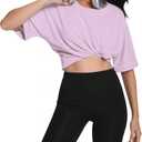 Womens Oversized T Shirts Crewneck Rolled Short Sleeve Tops Summer Casual Basic Workout Tee Shirts (Pink, M)