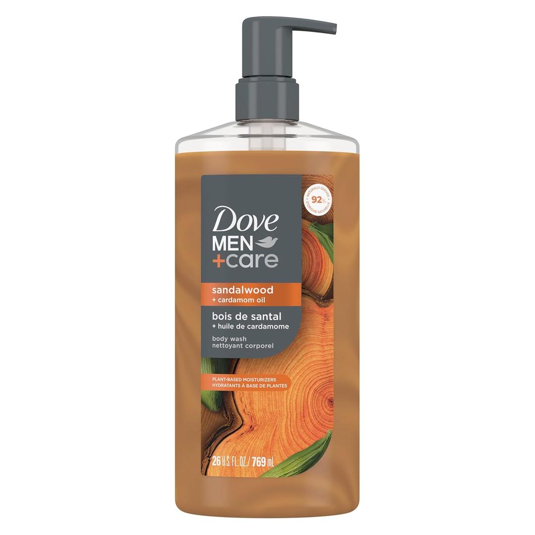 DOVE MEN Moisturizing Body Wash | #1 Dermatologist Body Wash for Men, Sulfate Free, Paraben Free, & Dye Free | Sandalwood + Cardamom Oil, 26oz