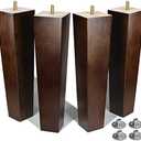 AORYVIC Furniture Legs - 12 inch Wood Bench, Chair, Square Table, Sofa Ottoman Legs - Brown Pack of 4