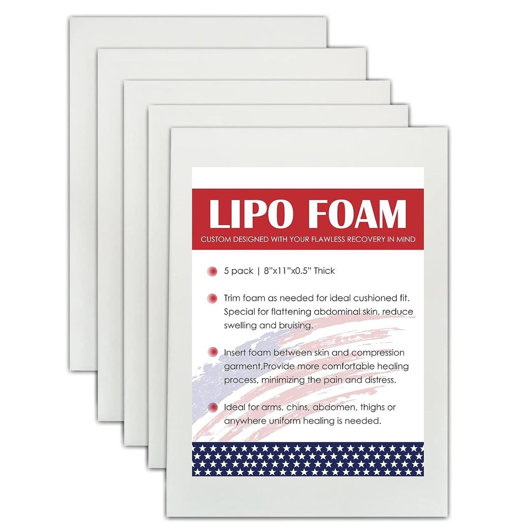 5 x 5 Pack Lipo Foam Pads for Post Surgery Ab Board Liposuction Surgery Flattening Abdominal Compression Garments Lipo Foam Sheets 8" x 11"