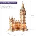 ROBOTIME 3D Puzzle for Adults Wooden Craft Kits for Teens DIY Construction Model Kit with LED Light to Build Educational Big Ben Set Toys Birthday Gifts