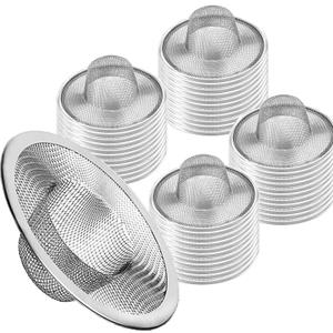 50pcs Heavy Duty Stainless Steel Slop Basket Filter Trap, 2.75" Top / 1" Mesh Metal Sink Strainer, Perfect for Kitchen Sink/Bathroom Bathtub Wash Basin Floor Drain Balcony Drain Hole, Utility