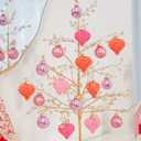 WDS WONDROUS 16Pcs Heart and Ball Ornaments Set, Glitter Pink Orange Christmas Tree Decor with Mixed Finishes for Valentine's Day Wedding Party Decoration