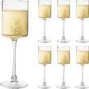 UMEIED 10 Oz Square Champagne Flute Glasses Set of 6, Long Stem Wine Glass for White & Red Wine, Gifts for Wedding Anniversary Housewarming and Party