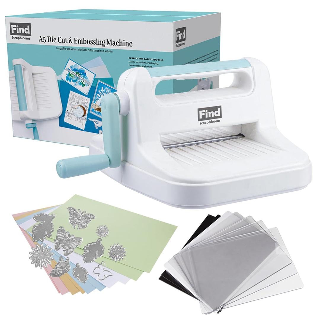 Manual Die Cutting Machine,Embossing Machine for Card Making Crafting, 6" Openning(Gift Box) (6 inch Blue)