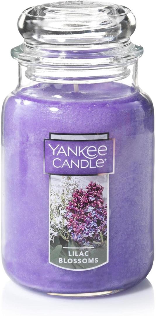 Yankee Candle Lilac Blossoms Scented Classic 22oz Large Jar Single Wick Candle Over 110 Hours of Burn Time Perfect for Gifting Gatherings and Seasonal Decorations