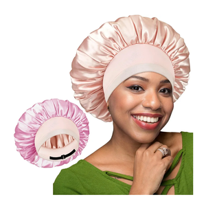 BONNET QUEEN Silk Bonnet for Sleeping Women Satin Bonnet Hair Bonnet Adjustable Reversible Double Layered Sleep Night Cap for Curly Hair Jade and Pink, Pack Of 2 