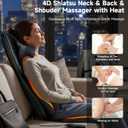 Flekzo Back Massager for Chair with Heat, Shiatsu Neck and Shoulder 4D Kneading Deep Tissue Massage Chair Pad, Electric Portable Seat Cushion for Muscle Back Pain Relief Home Office Use, Black
