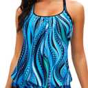 Yonique Modest Tankini Tops for Women - Loose Fit Swim Tops No Bottom (Blue, XXXL)