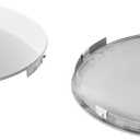 Semi Truck Hub Cap Cover - 5 Even Notched - for Front Wheel Universal Fit - 2 Pc Pack, Lip: 7/16" with pre-Installed Clips (Dome Top, Stainless Steel)