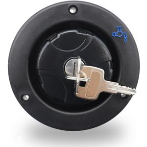 RV Fresh Water Inlet Lockable Plastic Gravity Inlet Filler Cap with Spring and Seal Ring Design Fill Hatch Replacement Kit Includes 2 Keys for RV Camper Water Tank Trailer Equipment (Black)