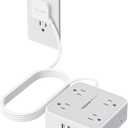 TESSAN Surge Protector Power Strip, 10 Ft Flat Plug Extension Cord with 3 USB (1 USB C) 8 Outlets, 1250W, 900J Protection, 3 Sided Outlet Extender with Power Switch for Office, Dorm Room, Grey