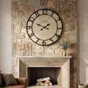 TOKCLOCKS Large 30 Inch Vintage Farmhouse Wall Clock with Wood&Metal Frame