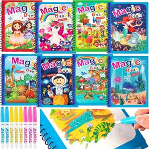 8 Pack Water Coloring Books, Reusable Water Painting Books with Dinosaur Animal for Toddlers Coloring Book for Toddlers Gifts, Toddler Travel Toys