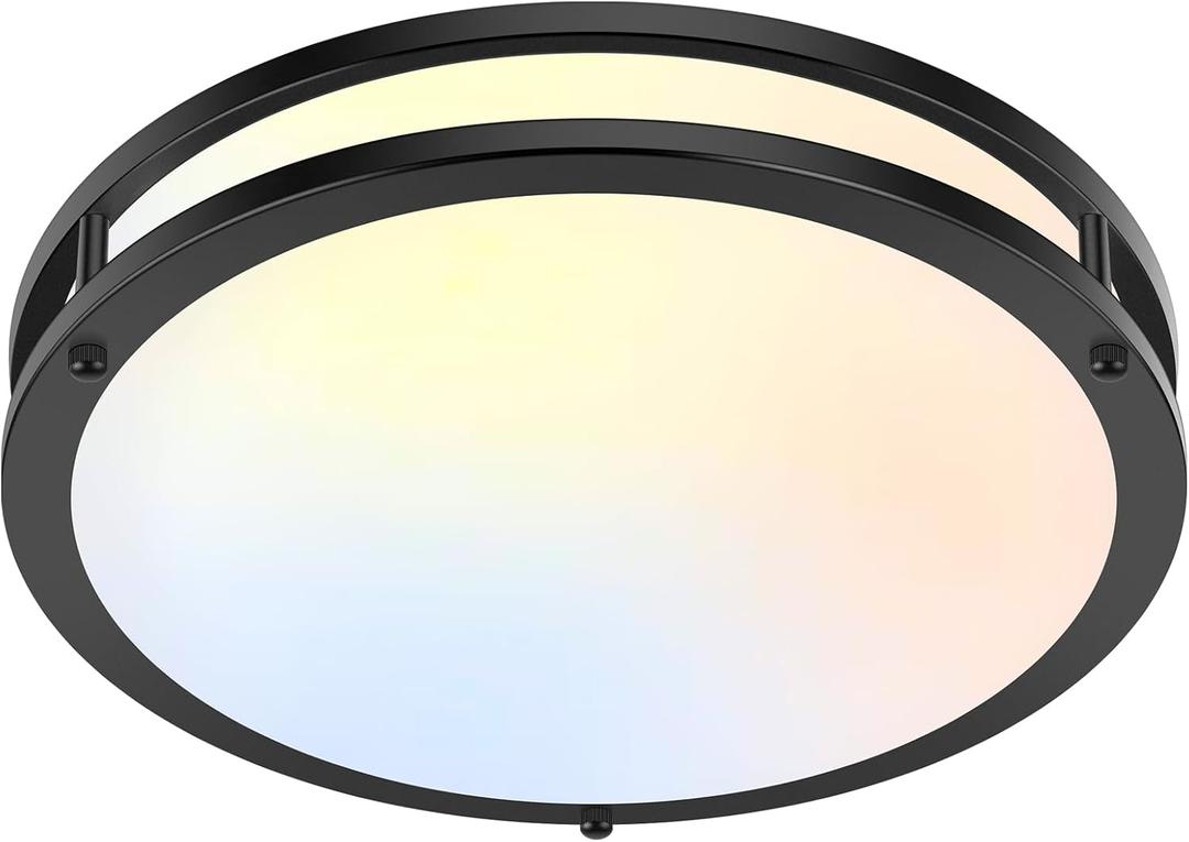 TOBUSA 36W LED Flush Mount Ceiling Light Fixture, 13inch LED Ceiling Light 3600LM, Modern Black Ceiling Light 2700K/3000K/4000K/5000K/6500K 5CCT, Dimmable Ceiling Lamp for Living Room Kitchen,1 Pack