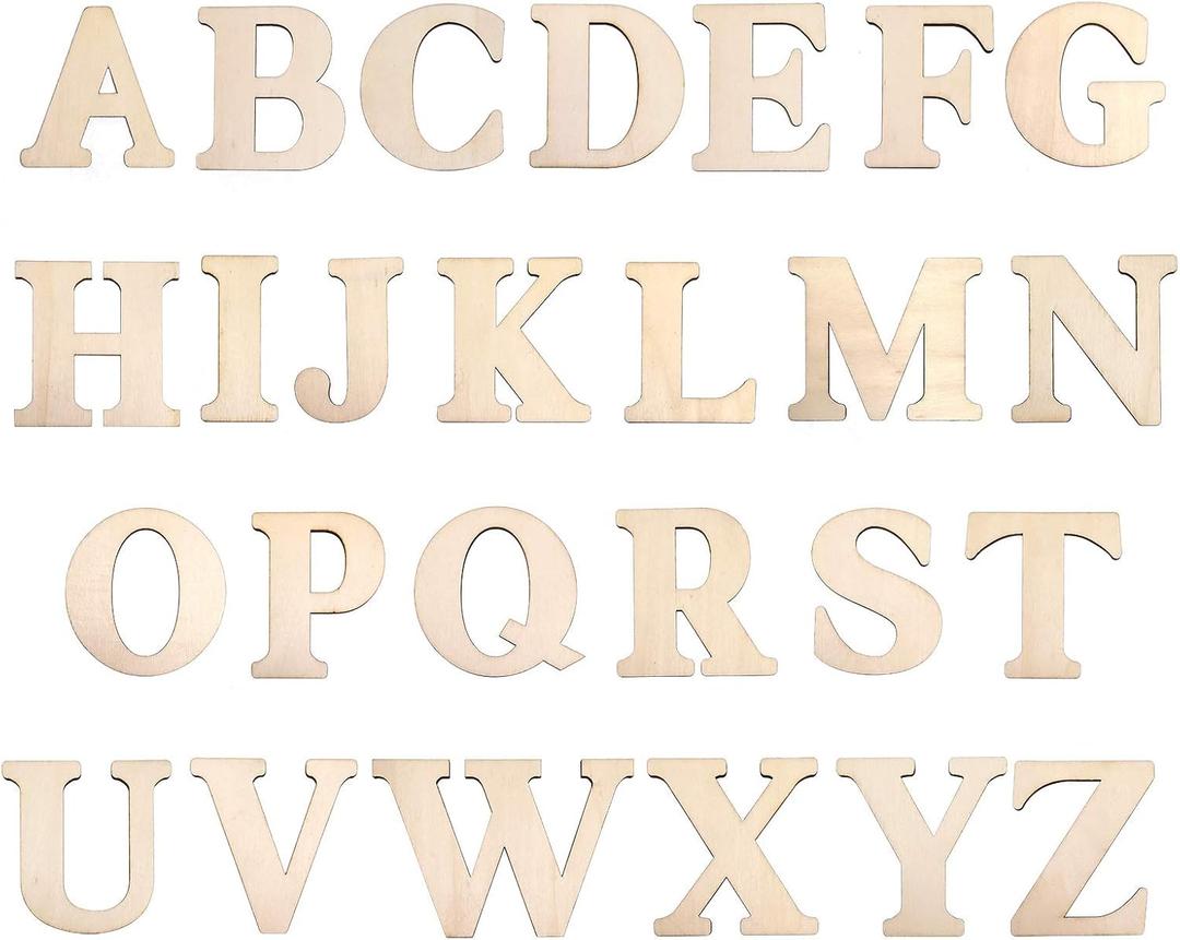 3" Wooden Letters - 78 Pcs Wood Letters for Crafts Unfinished Wood Alphabet for Letter Board/Wall Decor/DIY/Painted/Educational (3 inch) Home Wall Decoration
