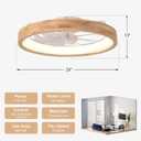 24 Low Profile Ceiling Fan with Light,3 Color Dimmable LED,6 Speeds,Reversible Motor,Wooden Flush Mount Ceiling Fans with Lights and Remote for Bedroom/Kidsroom/Dinng Room
