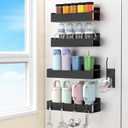 2 x HuggieGems Magnetic Water Bottle Holder for Refrigerator, Cup Holder Organizer for Stanley and Tumbler for Kitchen, 4 Pack, Black