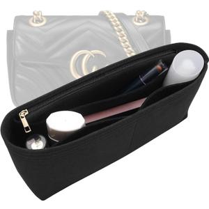 LOUKAYCC Felt Purse Organizer Insert for GG Marmont Mini Bag Organizer Handbag (Mini, Black)