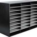 EasyPAG 27 Compartments Wooden Literature Organizer with Adjustable Shelves, 13500 Sheets Capacity Paper Organizer, Classroom Mailbox and Mail Sorter for Teachers and Office, Black/White