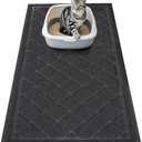 Amyracel Cat Litter Mat, 60"x24" Non-Slip Litter Trapping Mat, Urine-Proof Kitty Litter Mats for Floor, Soft on Kittys Paws, Kitten Supplies for Indoor Cats (Black)