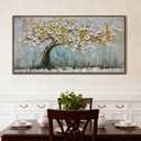 Textured Tree of Life Painting Large Framed Canvas Wall Art for Living Room 58"x29", Bedroom Wall Decor, Tree Picture, Handmade Artwork for Dining Room Office Home Decoration