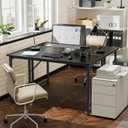 PRAISUN 47 X 20 Inch Office Computer Desk with Power Outlets and USB-C Port, Larger Gaming Desk, for Home Office, Study, Bedroom, Writing Work from Home Table, Metal Frame, Black, 48inch
