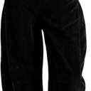 AMEBELLE Corduroy Overalls for Women Barrel Wide Leg Bib Corduroy Pants Women Adjustable Romper Jumpsuit with Pockets (Large, Black)