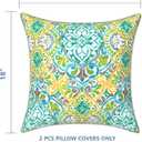 LVTXIII Outdoor/Indoor Pillow Covers, Patio Fade Resistant Throw Pillow Covers ONLY, Waterproof Farmhouse Accent Cushion Cases for Sofa Patio Couch Decoration 18"x18" Set of 2, Damask Green