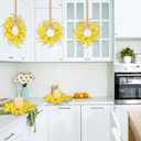 6 PCS 9'' Mini Spring Forsythia Wreath for Front Door Small Artificial Forsythia Farmhouse Kitchen Cabinet Wreaths with Burlap Ribbon Hanging Spring Summer Floral Wreaths for Porch Wall Window Decor