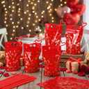 60 Sets Valentine's Day Drink Pouches with Straws 16 oz Heart Drink Pouches for Adults Alcohol Reusable Smoothie Juice Bags Reclosable Alcohol Bags for Valentines Wedding Birthday(Red)