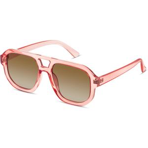 livho Trendy Polarized Square Aviator Sunglasses Women Men Square Eyewear Frame, Retro Sun Glasses for Women Men 2025 Shades (Pink/Light Brown)