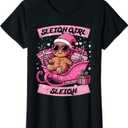 Christmas Gingerbread Pink Sleigh Girl Xmas Girls Kids Women T-Shirt M