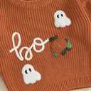 FOMOYUU Baby Girl Boy Knit Sweater Halloween Outfit Embroidery Warm Crewneck Long Sleeve Tops Fall Winter Clothes (12-18 Months, Orange3)