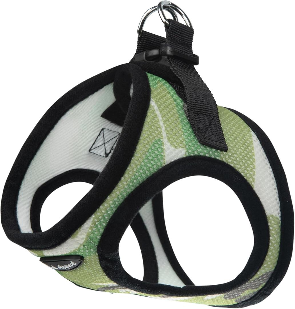 Bark Appeal Green Camo Step-in Dog Harness for Small to Medium Sized Pets Updated Sizing, Re-Measuring is Essential Soft Vest Harness Anti-Choke with Adjustable Strap & Heavy Duty Clip, M, 15.5-18 Chest