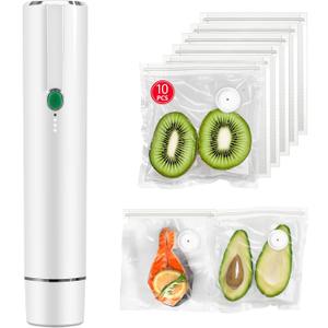 Vacuum Sealer, vacuum sealer for food, handheld vacuum sealer(Vacuum Sealers+ 10 reusable vacuum seal bags) (Vacuum Sealer + 10 Bags)