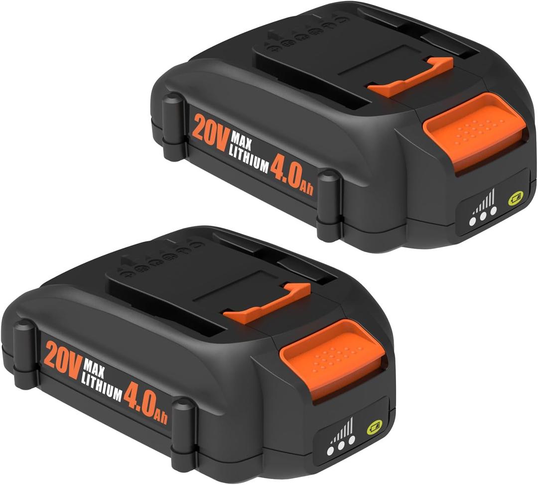 2 Packs 20v 4.0Ah Battery Replacement for Worx 20v Battery WA3525 WA3520 WA3575 WA3578