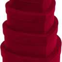 GnFlus Red Gift Boxes with Lids for Presents 4 Pack Heart Shaped Velvet Nesting Burgundy Gifts Box for Arrangements Flowers Wedding Valentines Christmas Birthdays Bridesmaid Anniversary Party