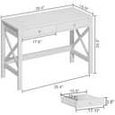 ChooChoo Computer Desk Study for Home Office, Modern Simple 40 Inches White Desk with Drawers, Makeup Vanity Console Table