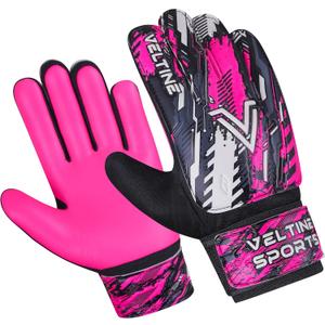 Soccer Goalie Gloves for Kids Boys Children,Youth & Adult Football Goalkeeper Gloves with Double Wrist Protection and 4mm Latex Anti-Slip Strong Grips Palm (Size 5 (Youth), Pink)