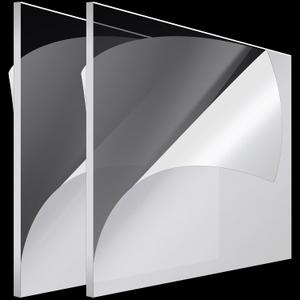 Roowest 2 Pcs 36 x 36 Inch, 1/4 Inch Thick Clear Acrylic Sheet Plastic Acrylic Sheet Cut to Size Acrylic Board Panel for Craft Engraving Display