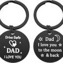 2 x Lcbulu Father's Day Present for Dad from Daughter Son - Drive Safe Dad Keychain Gifts for Birthday Valentine's Day Christmas
