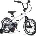Glerc Kids Bike for Ages 3-5 Years Old, 14 Inch BMX Style Kids Bicycle with Training Wheels, Boys Bike for Children and Toddler, White