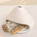Yawlsow Palo Santo Holder Burner, Charcoal Bakhoor Incense Burner,Smudge Bowl,Sage Holder,Ash Catcher for Meditation Zen Decor (White)