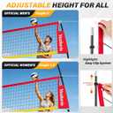 12ft Freestanding Volleyball Net – Height Adjustable 7.4ft/8ft for Men & Women, Durable Fiberglass Poles, 4-Minute Quick Setup – Includes Carry Bag & Stakes for Backyard, Gym, Beach