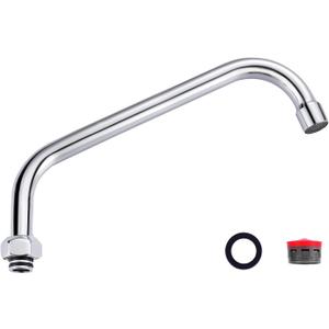 Commercial Faucet Swivel Spout Replacement: 10 Add-on Swing Nozzle Spout - Chrome Polished Spout Replacement Part For Commercial Kitchen Sink Faucet - 1.8gpm/ 2.2gpm Aerator - G3/4 Internal Thread
