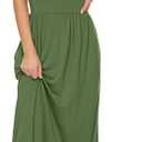 AUSELILY Women's Short Sleeve Loose Plain Casual Long Maxi Dresses for Women 2026 (Green, S)