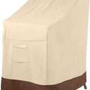Vailge Stackable Patio Chair Cover,100% Waterproof Outdoor Chair Cover, Heavy Duty Lawn Patio Furniture Covers,Fits for 4-6 Stackable Dining Chairs,36"Lx28"Wx47"H,Beige&Brown