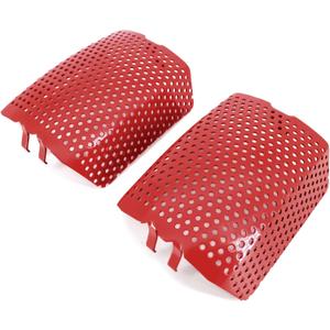 Americruise Motorcycle 1 Pair Chrome Front Caliper Brake Screen Inserted Covers Caliper Guards for Harley Touring Road King Electra Street Glide FLHT FLHX & V-Road Models (Red)