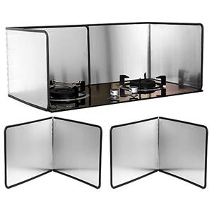 Grease Splatter Guard 2 Pieces 2 Sided Splash Guard for Stove Foldable Backsplash Protector Behind Stove Nonstick Stainless Steel Backsplash for Stove Screen Protector (15.75 x 15.75 Inches)